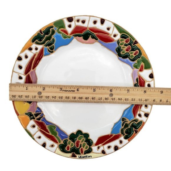 Leoncini Plate Colorful Tuscan Village Signed Hand Painted in Italy 8.5" Pottery - Picture 4 of 6